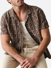Marine Layer Dobby Resort Shirt Brown Collared Button Up Men’s Top Spring Summer Shirt for Men Athens GA Georgia Kempt Menswear Store near Me