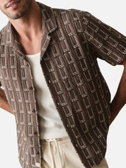 Marine Layer Dobby Resort Shirt Brown Collared Button Up Men’s Top Spring Summer Shirt for Men Athens GA Georgia Kempt Menswear Store near Me