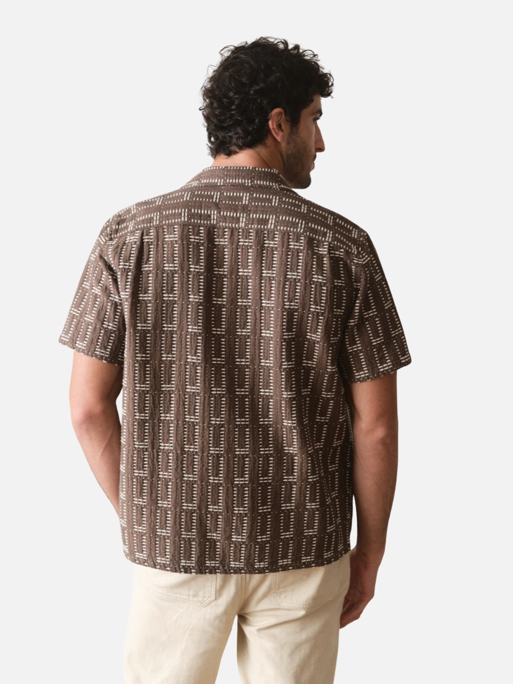 Marine Layer Dobby Resort Shirt Brown Collared Button Up Men’s Top Spring Summer Shirt for Men Athens GA Georgia Kempt Menswear Store near Me