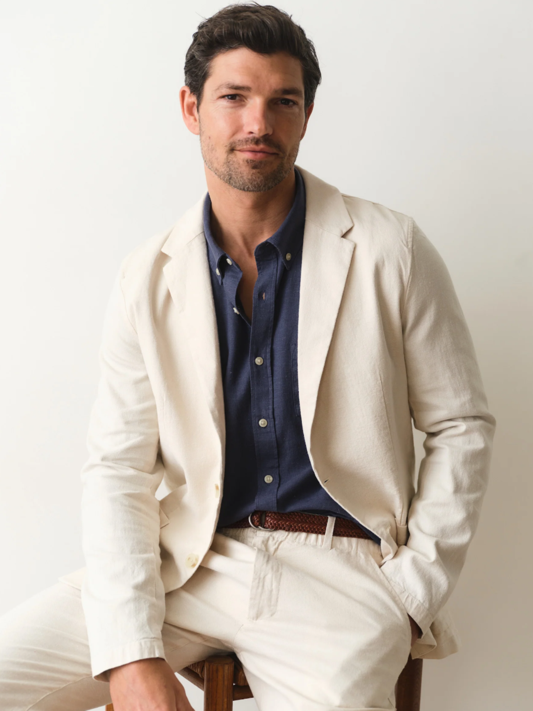 Marine Layer Hemp Blazer Natural Cream White Summer Suit Lightweight Wedding Garden Party Outfit for Men Blazers Men’s Tops Cotton Linen Athens GA Georgia Kempt Menswear Store Near Me