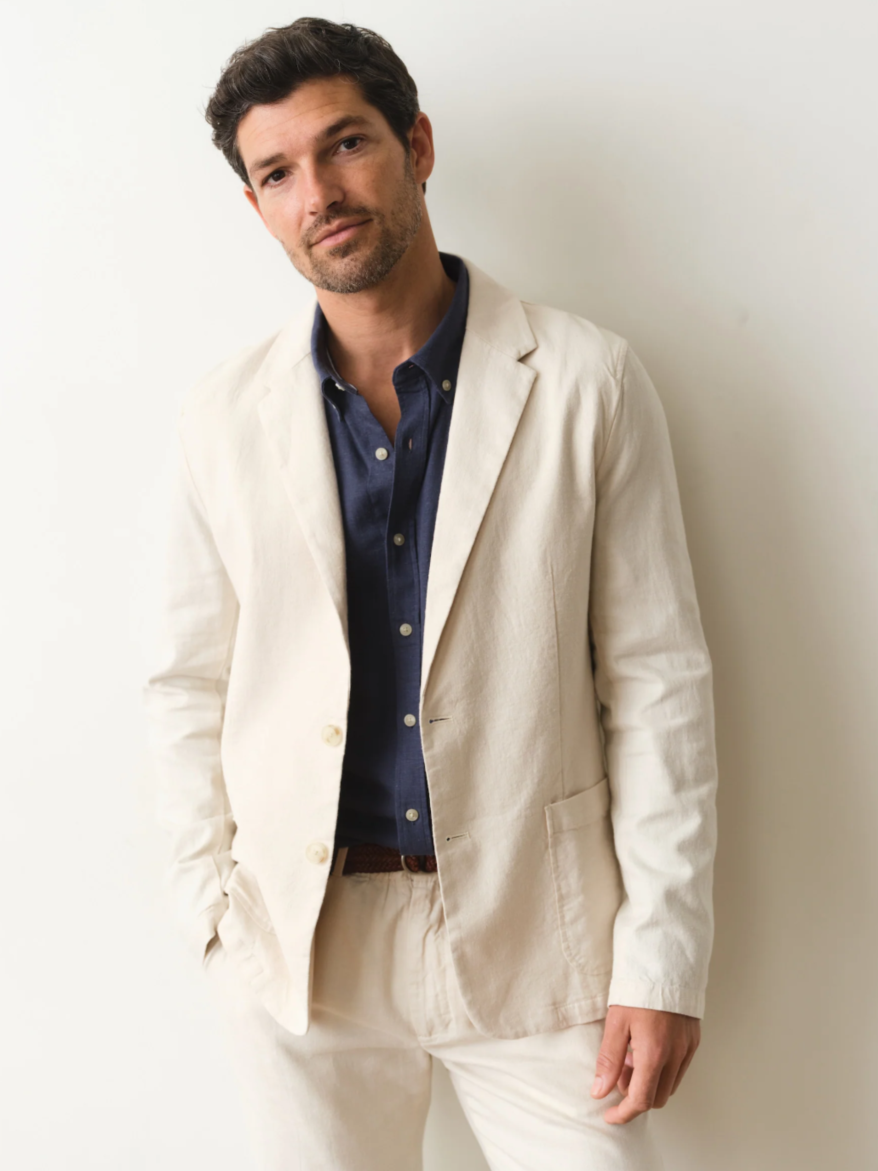 Marine Layer Hemp Blazer Natural Cream White Summer Suit Lightweight Wedding Garden Party Outfit for Men Blazers Men’s Tops Cotton Linen Athens GA Georgia Kempt Menswear Store Near Me