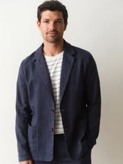 Marine Layer Hemp Blazer Navy Blue Summer Suit Lightweight Wedding Outfit for Men Blazers Men’s Tops Cotton Linen Athens GA Georgia Kempt Menswear Store Near Me
