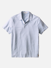 Marine Layer Hemp Resort Polo Soft Chambray Blue Men’s Summer Polos Tops for Men Vacation Outfits for Guys Lightweight Breathable Comfortable Shirts for Husband Athens GA Georgia Kempt Menswear Store Near Me