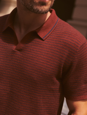 Marine Layer Liam Sweater Polo - Red/Navy Stripe