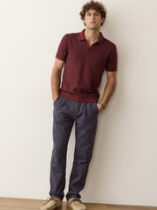Marine Layer Liam Sweater Polo - Red/Navy Stripe