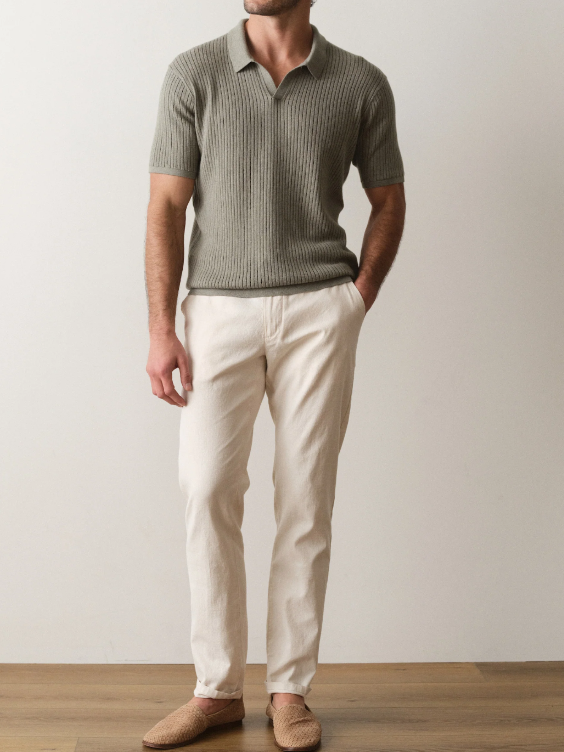 Marine Layer Liam Sweater Polo Knit Top for Men Spring Summer Men’s Tops Collared Shirt Vetiver Green Athens GA Georgia KEmpt Menswear Store near Me