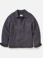 Marine Layer Luca Wool Jacket Navy Taupe Houndstooth Pattern Double Wool Buttons Front Pockets Outerwear for Men Athens GA Georgia Kempt Menswear Store Near Me