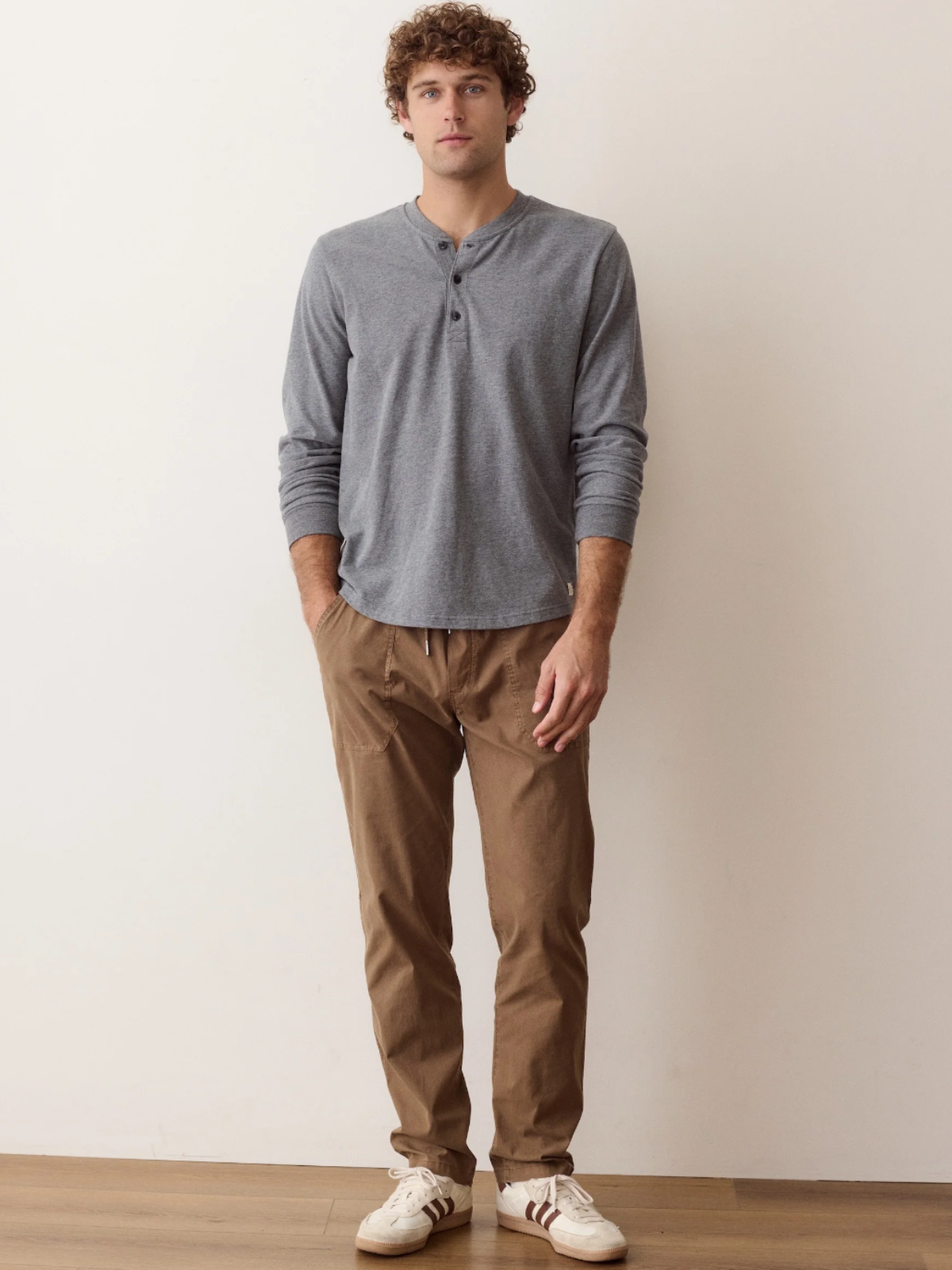 Marine Layer Luxe Jersey Henley - Heather Grey
