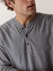 Marine Layer Luxe Jersey Henley - Heather Grey
