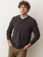 Marine Layer Luxe Jersey Henley - Java Heather