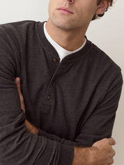 Marine Layer Luxe Jersey Henley - Java Heather