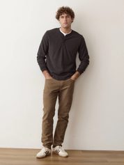 Marine Layer Luxe Jersey Henley - Java Heather
