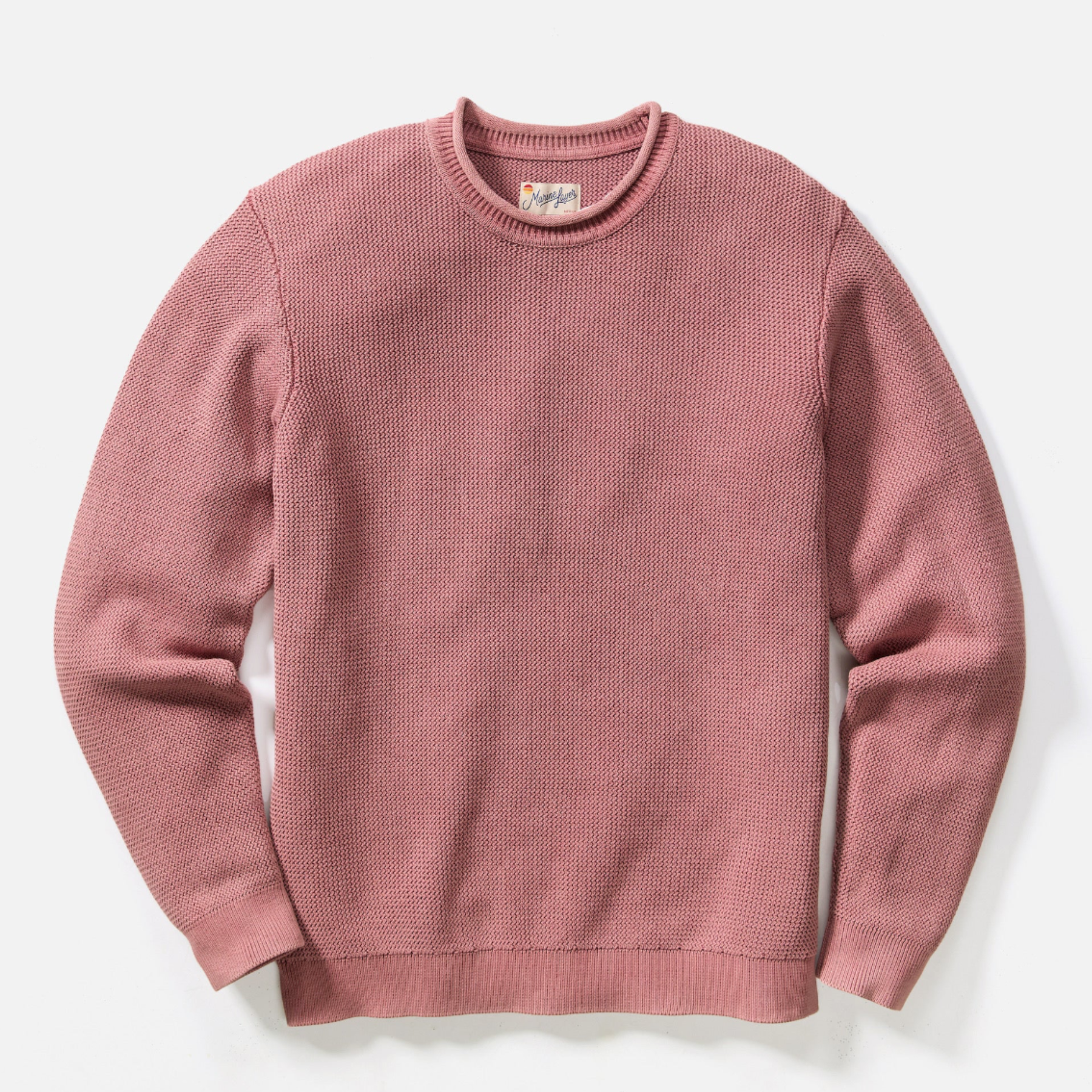 Marine Layer Noah Roll Neck Sweater Withered Rose Pink Salmon Long Sleeve Knit Athens GA Georgia Kempt Menswear Store Near Me