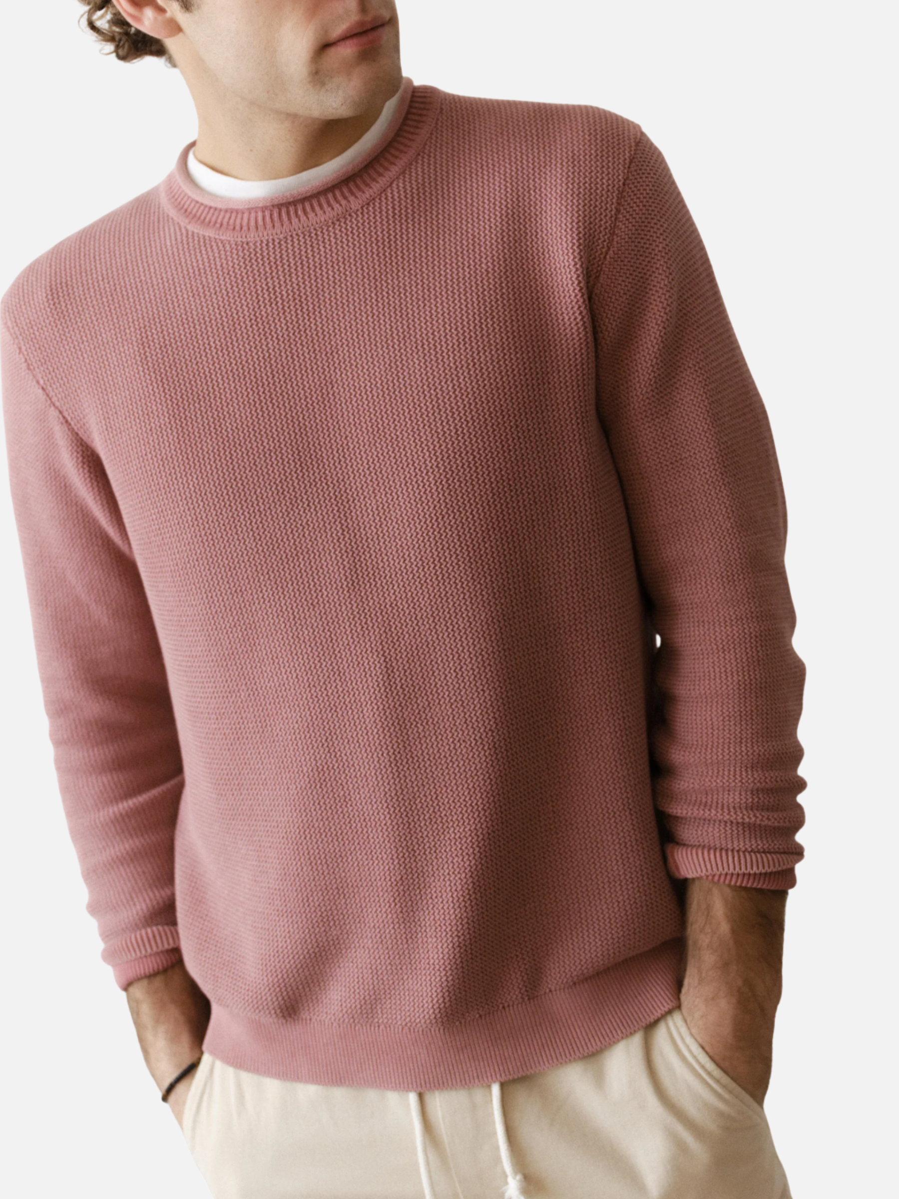 Marine Layer Noah Roll Neck Sweater Withered Rose Pink Salmon Long Sleeve Knit Athens GA Georgia Kempt Menswear Store Near Me