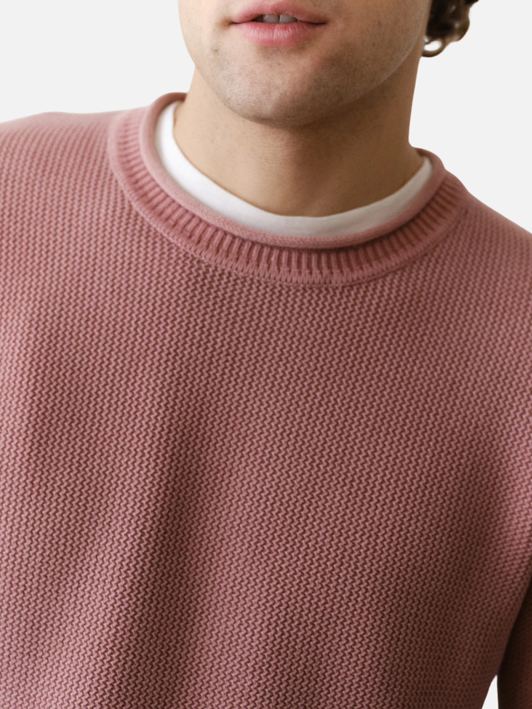Marine Layer Noah Roll Neck Sweater Withered Rose Pink Salmon Long Sleeve Knit Athens GA Georgia Kempt Menswear Store Near Me