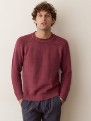Marine Layer Noah Rollneck Sweater Cabernet Red Long Sleeve Knitted Sweaters - Front Model Zoom