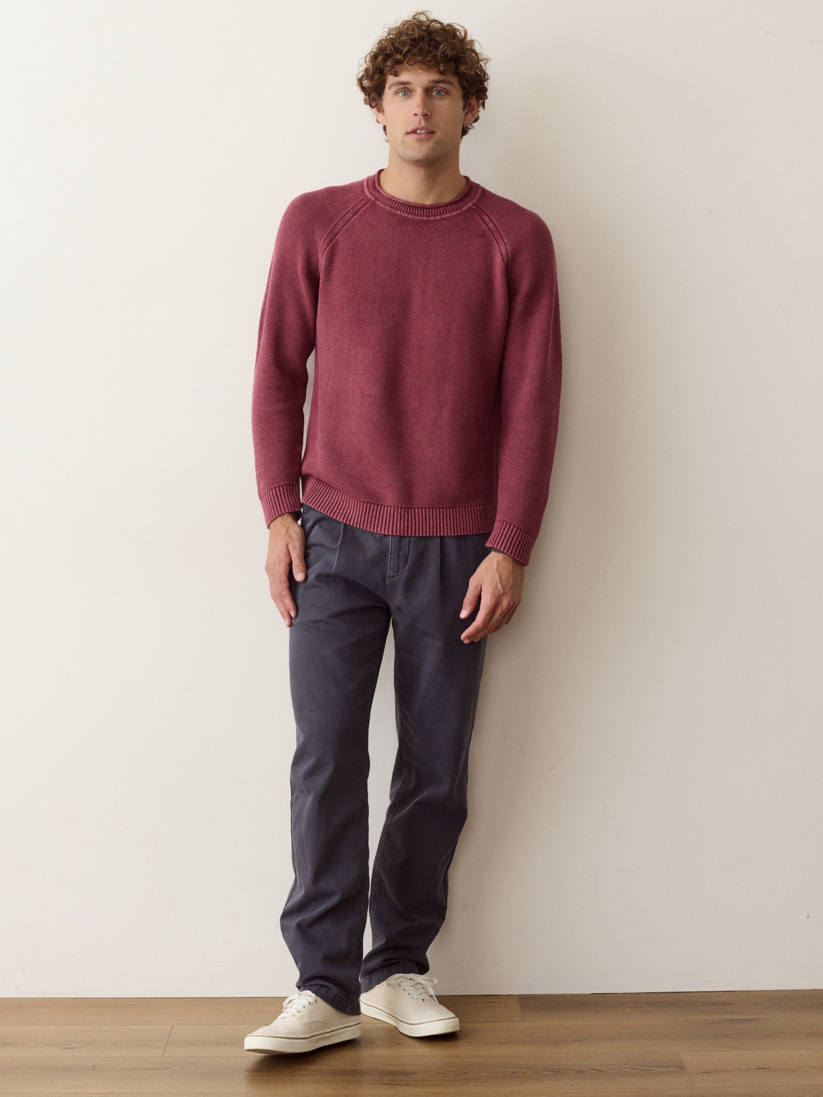 Marine Layer Noah Rollneck Sweater Cabernet Red Long Sleeve Knitted Sweaters - Front Model Full 