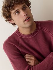 Marine Layer Noah Rollneck Sweater Cabernet Red Long Sleeve Knitted Sweaters - Front Model Detail Zoom