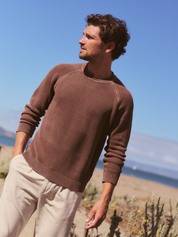 Marine Layer Noah Rollneck Sweater Java Brown Long Sleeve Knitted Sweaters - Lifestyle Model Front