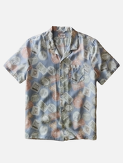 Marine Layer Sam Resort Shirt Short Sleeve Blue Coaster Print Button Up Collared Men’s Top for Men Spring Summer Outfits Athens GA Georgia Kempt Menswear Store Near Me