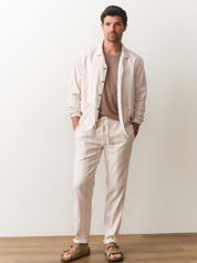 Marine Layer Saturday Hemp Beach Pant - Natural/Brown Stripe