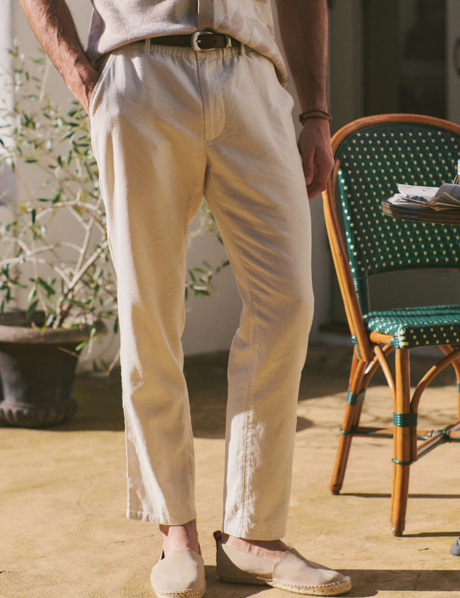 Marine Layer Saturday Hemp Chino Pants Natural White Cream Men’s Summer Bottoms Hemp Suit Summer Suits for Weddings Warm Weather Vacation Matching Suit Set Athens GA Georgia Kemp Menswear Store Near Me