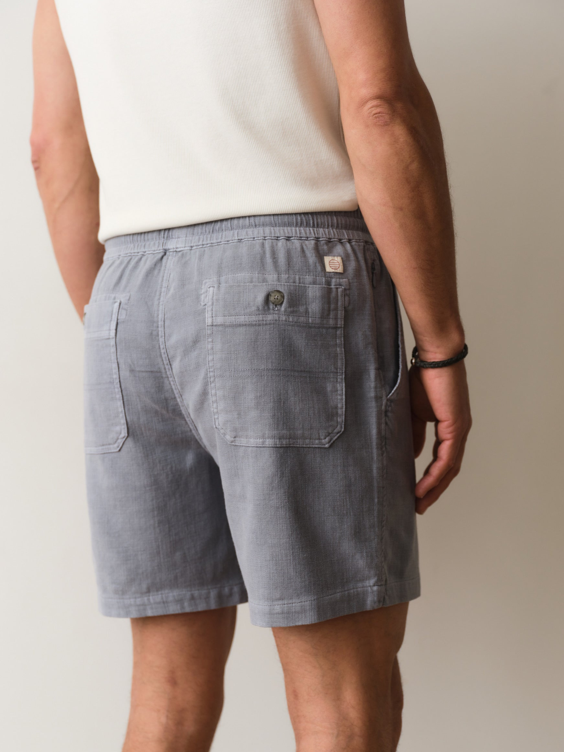 Marine Layer Saturday Beach Short Mid Grey Gray Elastic Waistband Drawstring Shorts for Men Men’s Bottoms Summer Vacation Lightweight Linen Athens GA Georgia Kempt Menswear Store Near Me