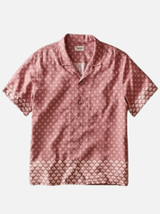 Marine Layer Stu Linen Resort Shirt Withered Rose Agave Print Pink Salmon Collared Short Sleeve Button Down Men’s Spring Summer Tops for Men Vacation Outfits for Guys Athens GA Georgia Kempt Menswear Store Near Me