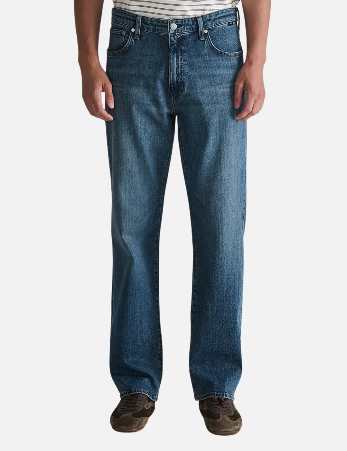 MAVI Marlon Modern Straight Men's Jean Used Indigo Classic Blue Relaxed Fit Stretch Denim Front