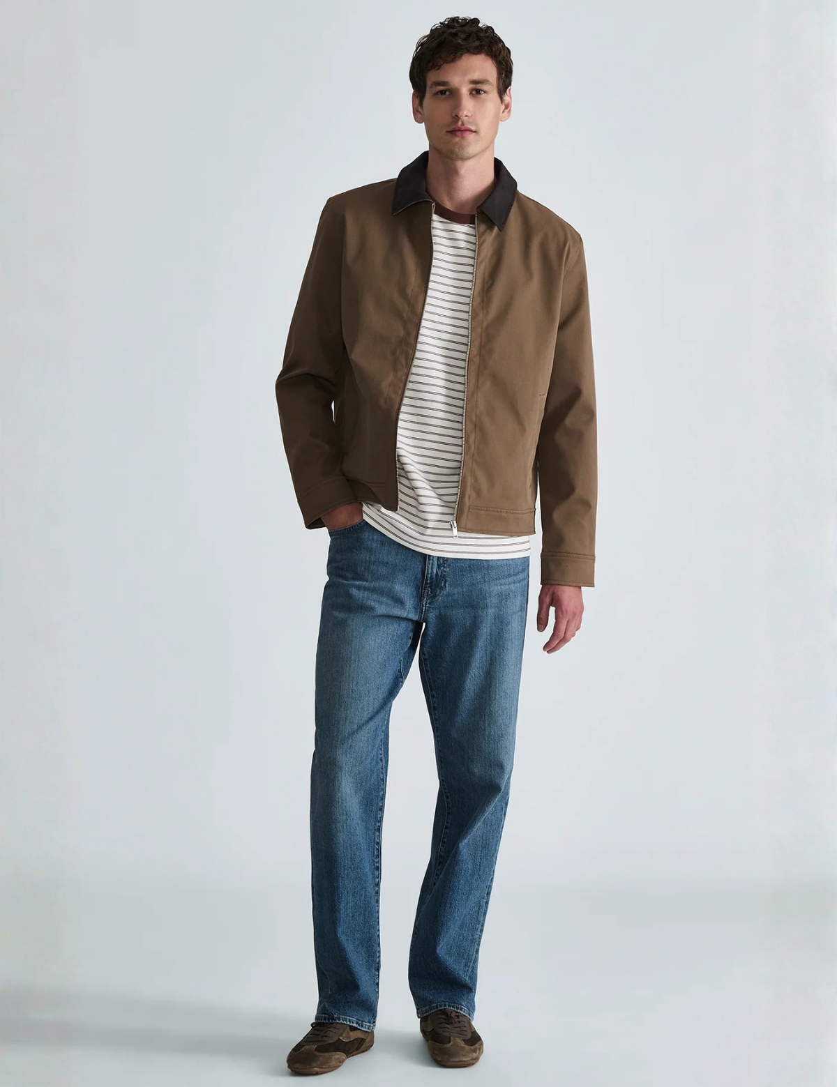 MAVI Marlon Modern Straight Men's Jean Used Indigo Classic Blue Relaxed Fit Stretch Denim Model Full