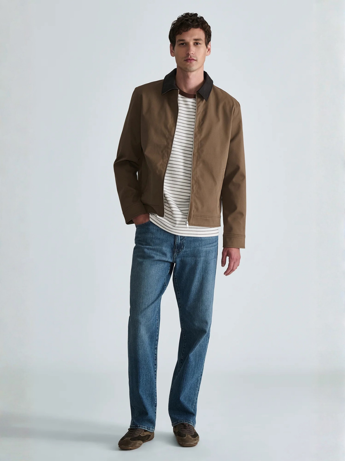 MAVI Marlon Modern Straight Men's Jean Used Indigo Classic Blue Relaxed Fit Stretch Denim Model Full