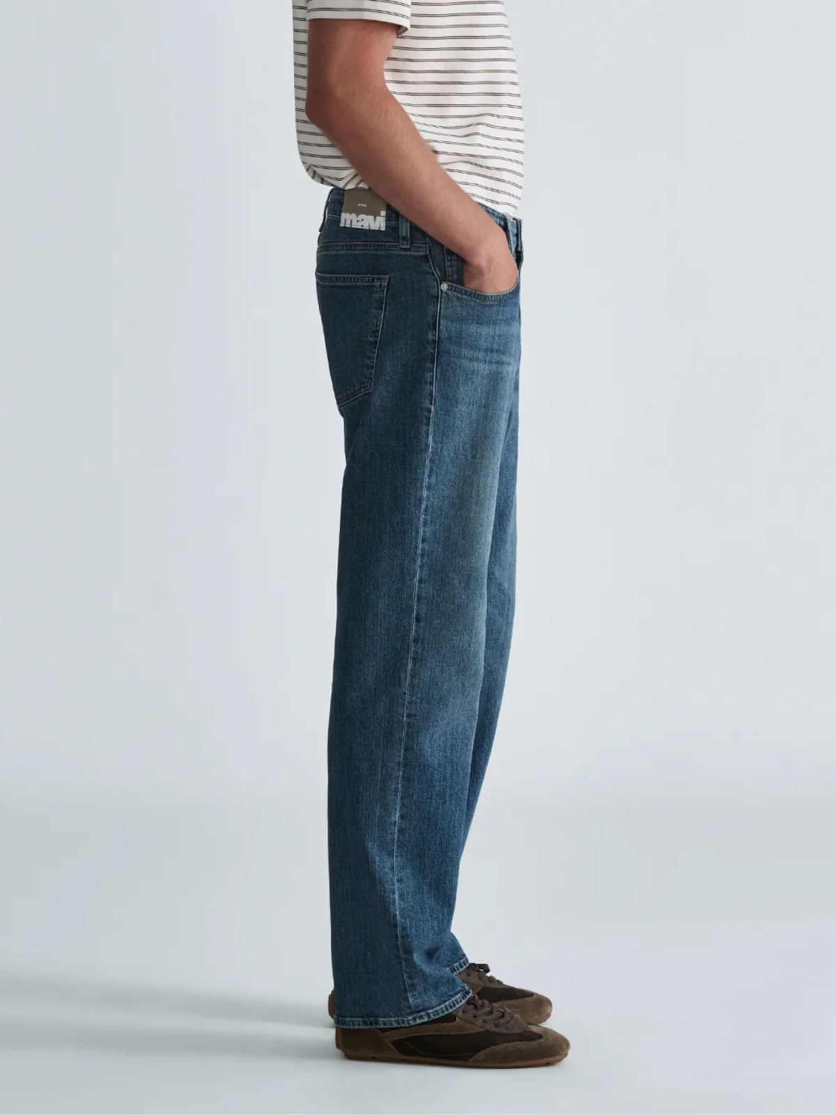 MAVI Marlon Modern Straight Men's Jean Used Indigo Classic Blue Relaxed Fit Stretch Denim Side