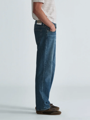 MAVI Marlon Modern Straight Men's Jean Used Indigo Classic Blue Relaxed Fit Stretch Denim Side