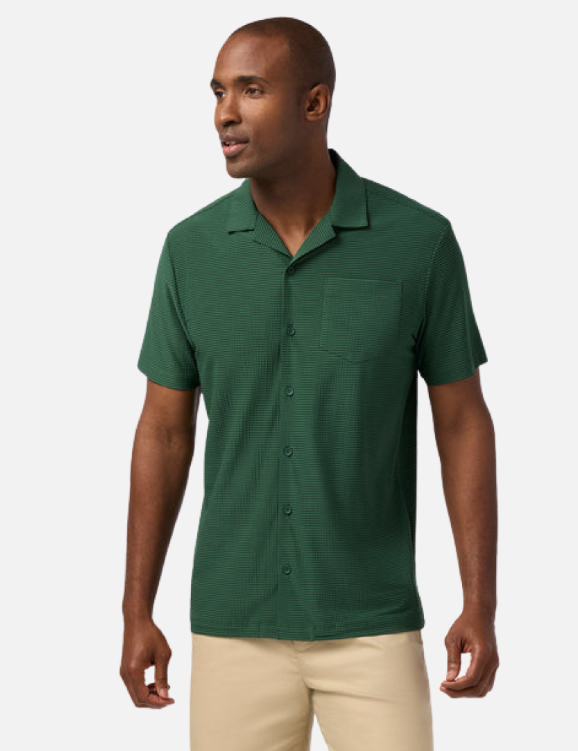 Mizzen and Main Copa Camp Shirt Pine Green SS Short Sleeve Men’s Summer Textured Tops for Men Wrinkle Free Moisture Wicking Shirts for Guys Athens GA Georgia Kempt Menswear Store Near Me