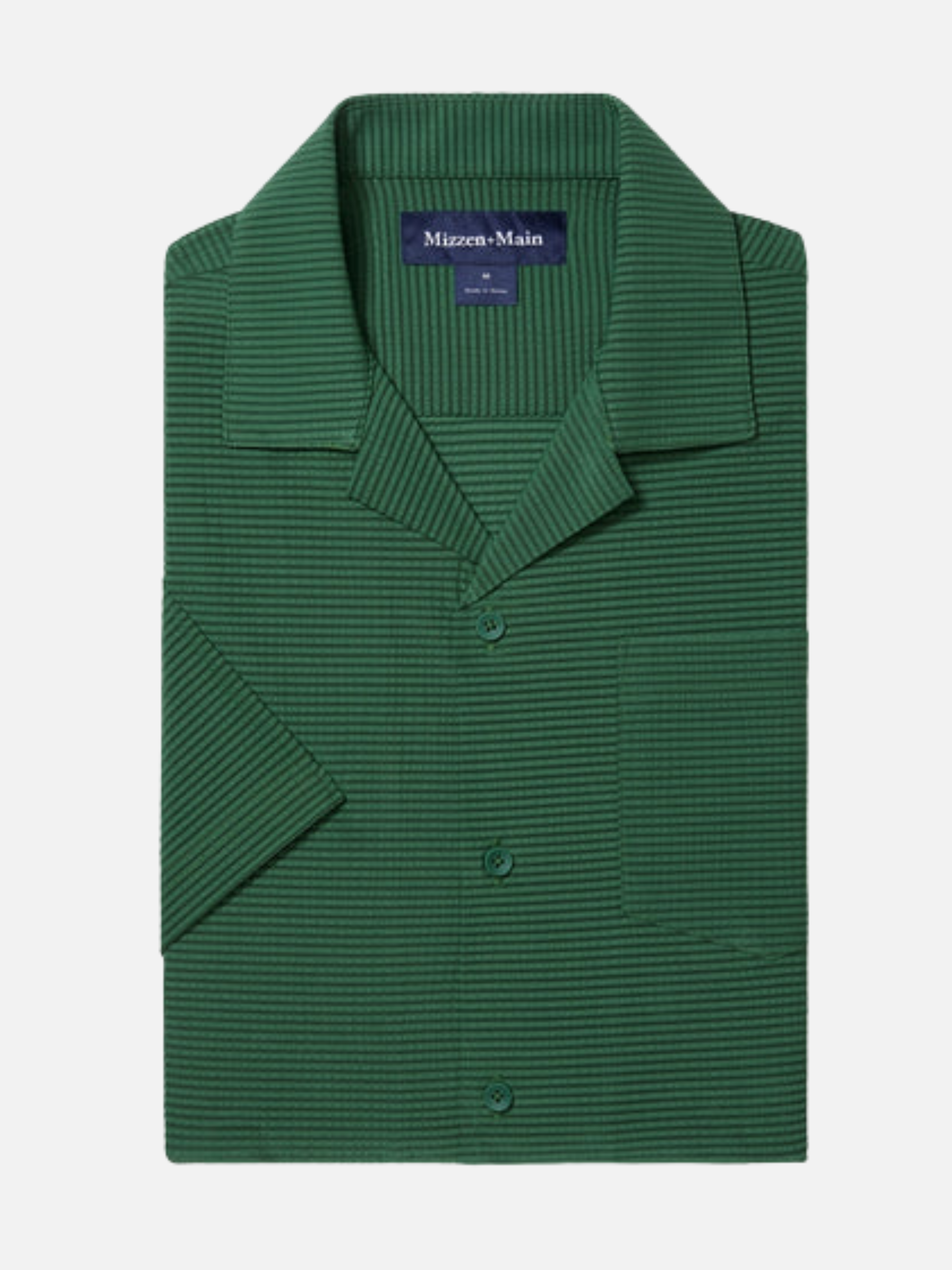 Mizzen and Main Copa Camp Shirt Pine Green SS Short Sleeve Men’s Summer Textured Tops for Men Wrinkle Free Moisture Wicking Shirts for Guys Athens GA Georgia Kempt Menswear Store Near Me