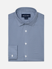 Mizzen and Main Halyard Long Sleeve No Tuck Dress Shirt Navy Blue Peter Gingham Print Men’s Collared Button Up Nice Shirts for Guys Men’s Formal Tops Moisture Wicking Wrinkle Resistant Summer Long Sleeves Athens GA Georgia Kempt Menswear Store Near Me