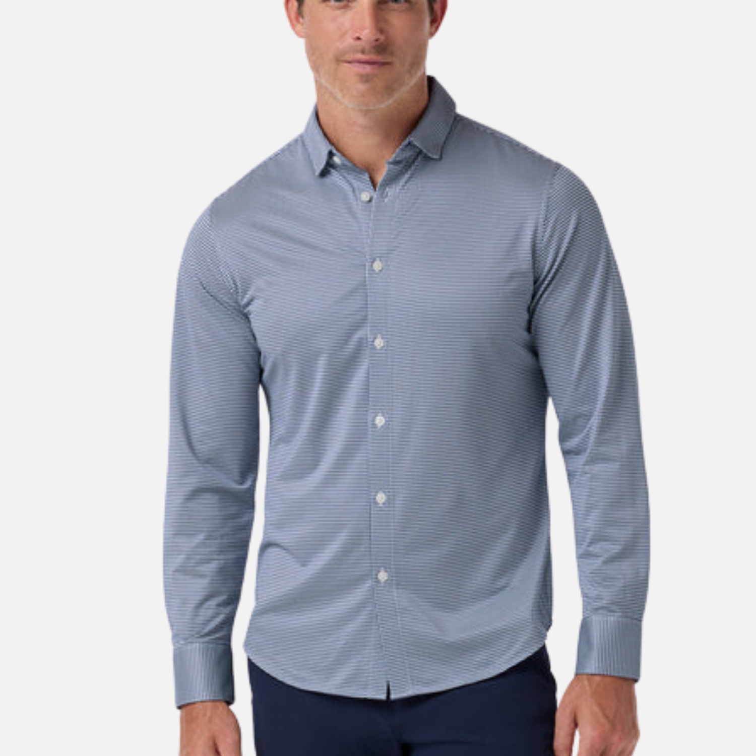 Mizzen and Main Halyard Long Sleeve No Tuck Dress Shirt Navy Blue Peter Gingham Print Men’s Collared Button Up Nice Shirts for Guys Men’s Formal Tops Moisture Wicking Wrinkle Resistant Summer Long Sleeves Athens GA Georgia Kempt Menswear Store Near Me