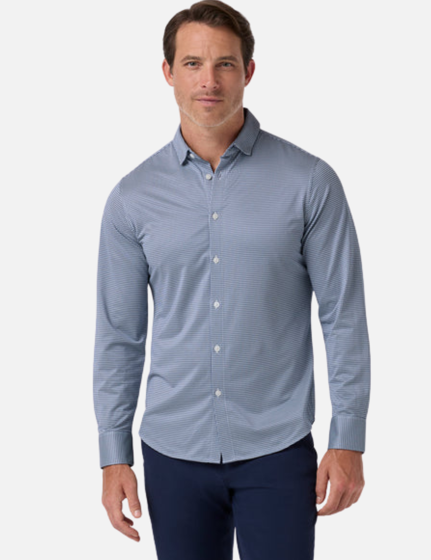 Mizzen and Main Halyard Long Sleeve No Tuck Dress Shirt Navy Blue Peter Gingham Print Men’s Collared Button Up Nice Shirts for Guys Men’s Formal Tops Moisture Wicking Wrinkle Resistant Summer Long Sleeves Athens GA Georgia Kempt Menswear Store Near Me