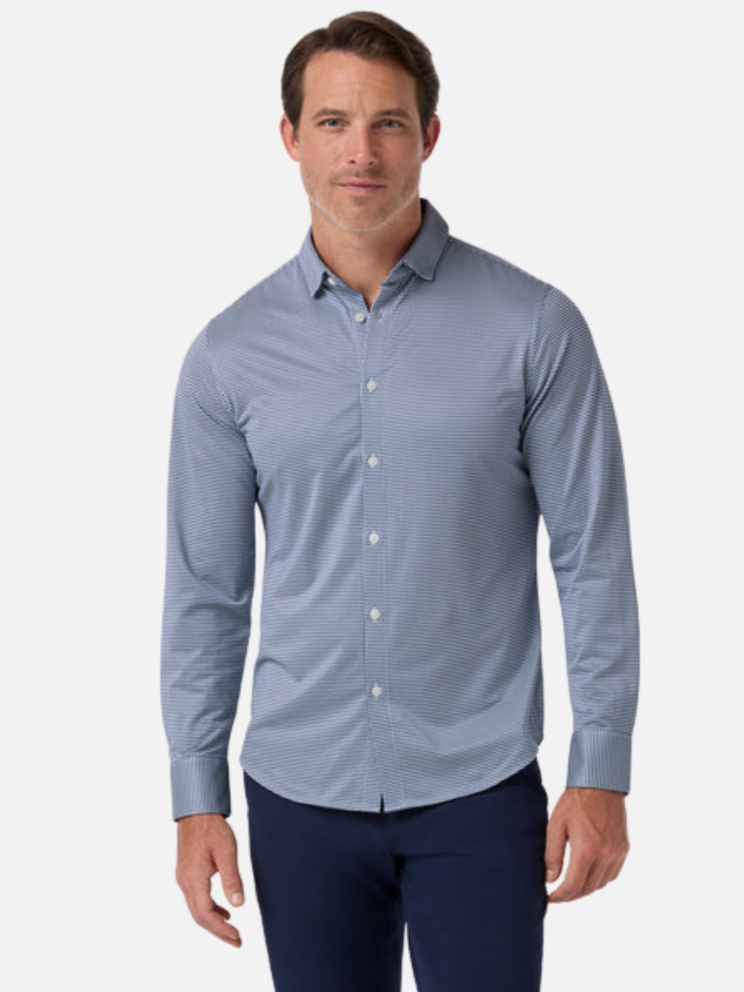 Mizzen and Main Halyard Long Sleeve No Tuck Dress Shirt Navy Blue Peter Gingham Print Men’s Collared Button Up Nice Shirts for Guys Men’s Formal Tops Moisture Wicking Wrinkle Resistant Summer Long Sleeves Athens GA Georgia Kempt Menswear Store Near Me