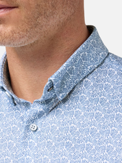 Mizzen and Main Halyard Dress Shirt Formal Short Sleeve Collared Button Down Coastal Fjord Textured Palm Moisture Wicking Wrinkle Resistant Summer Wedding Guest Shirts Athens GA Georgia Kempt Menswear Store Near Me