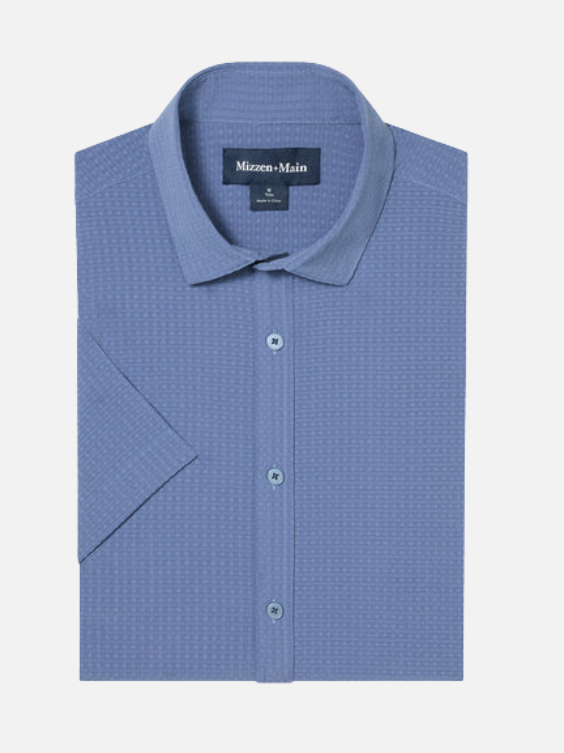 Mizzen and Main Porter Short Sleeve Shirt Button Up Collared Men’s Top Coastal Fjord Blue Athens GA Georgia Kempt Menswear Store Near Me