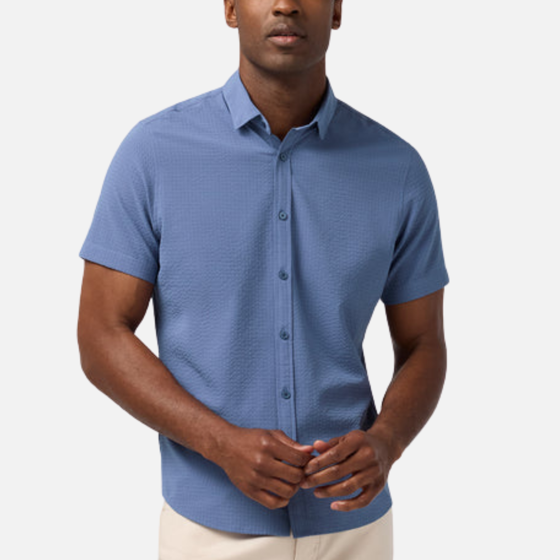 Mizzen and Main Porter Short Sleeve Shirt Button Up Collared Men’s Top Coastal Fjord Blue Athens GA Georgia Kempt Menswear Store Near Me