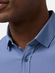 Mizzen and Main Porter Short Sleeve Shirt Button Up Collared Men’s Top Coastal Fjord Blue Athens GA Georgia Kempt Menswear Store Near Me