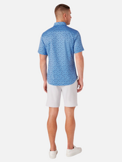 Mizzen and + Main Halyard Dress Shirt Button Down Hidden Collar Provence Floral Menswear Summer Short Sleeve Performance No Tuck Mens Clothing Store Athens Georgia Kempt Athens New Arrival