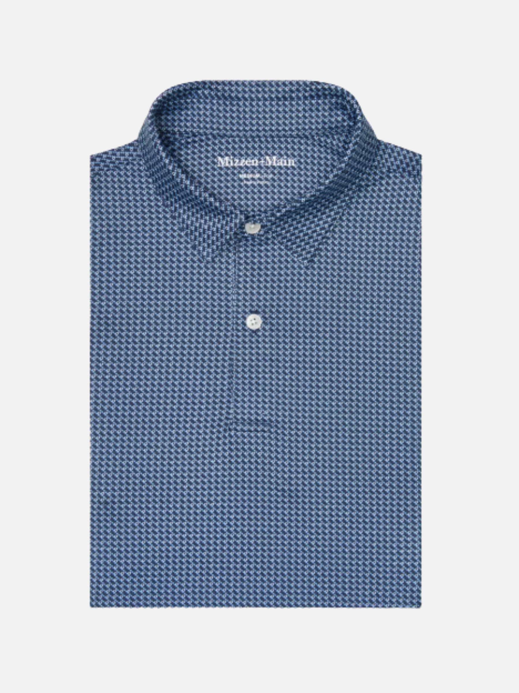 Mizzen + Main Halyard SS Short Sleeve Polo Navy Geo Twill Men's Performance Fabric Polo Shirt For Men Athens GA Georgia Kempt Menswear Store Near Me