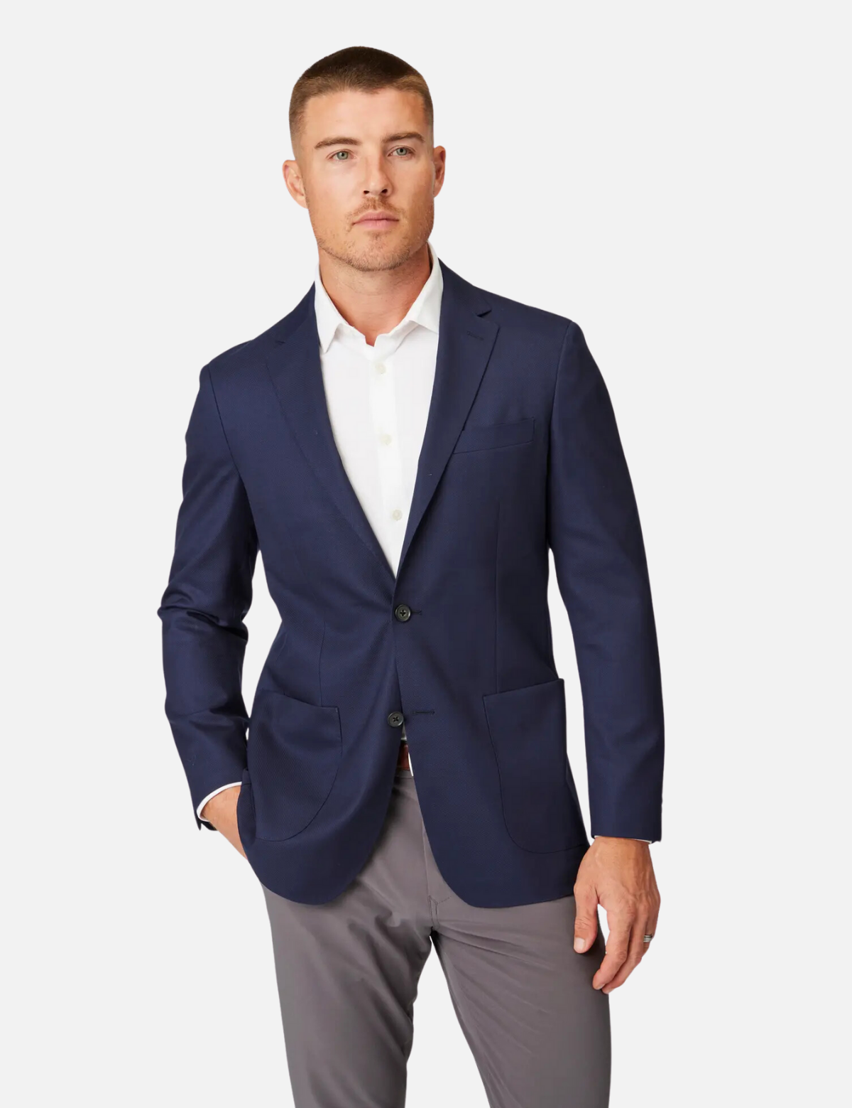 mizzen + main lavelle navy blue blazer single breasted notched lapel 100% wool jacket kempt athens ga georgia men's clothing store