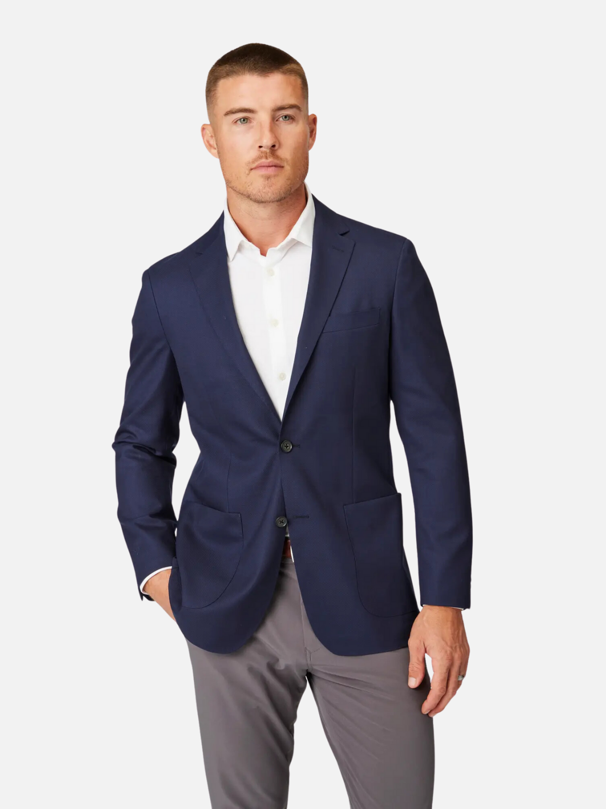mizzen + main lavelle navy blue blazer single breasted notched lapel 100% wool jacket kempt athens ga georgia men's clothing store