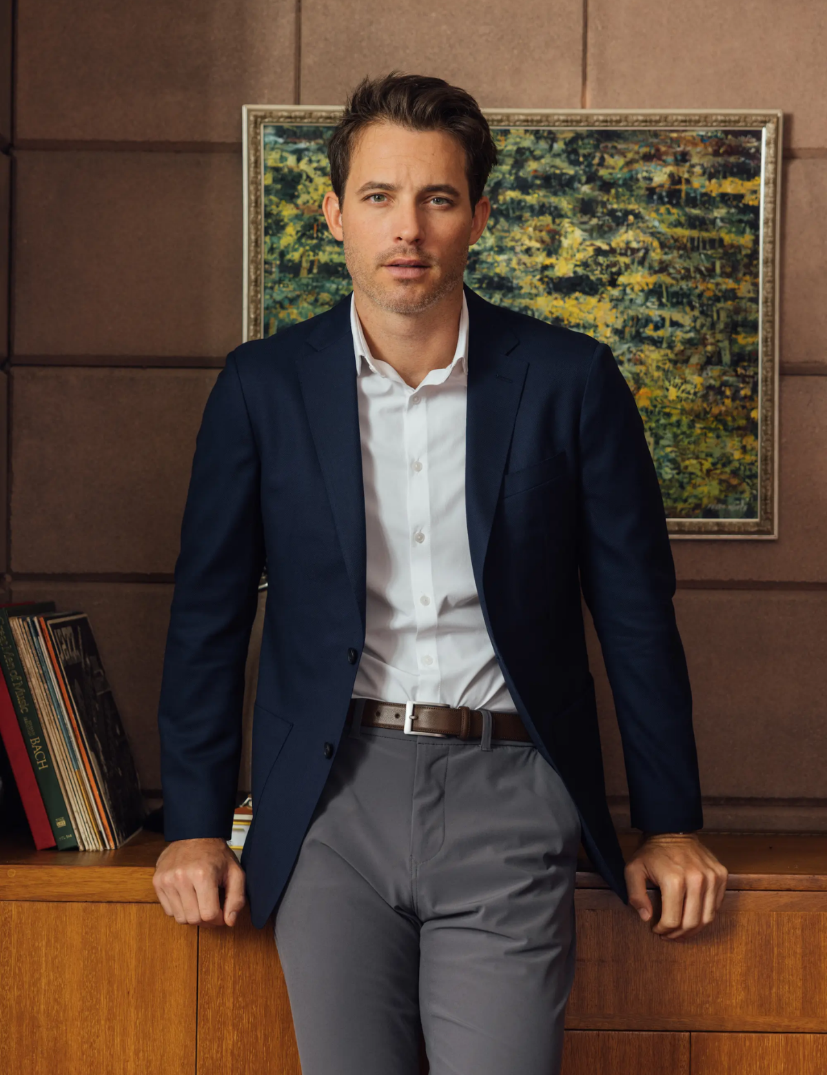 mizzen + main lavelle navy blue blazer single breasted notched lapel 100% wool jacket kempt athens ga georgia men's clothing store