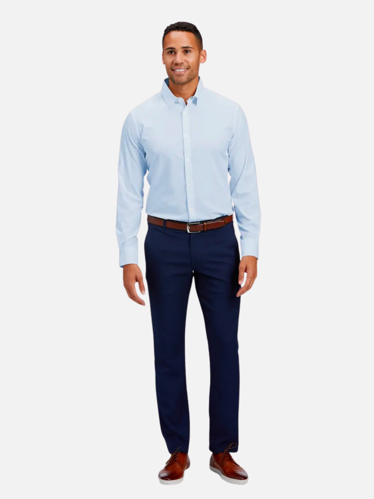 mizzen + main leeward dress shirt light blue solid performance material polyester spandex ls long sleeve kempt athens ga georgia men's clothing store boutique