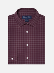 Mizzen + Main Leeward LS Dress Shirt - Merlot Cole Plaid Dry Fit Wrinkle Resistant Button Down Maroon White Mens Shirt